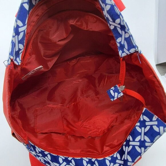 Travelon Red & Blue Geometric Travel Tote Bag With Zipper Closure & Inner Pocket - Picture 8 of 12